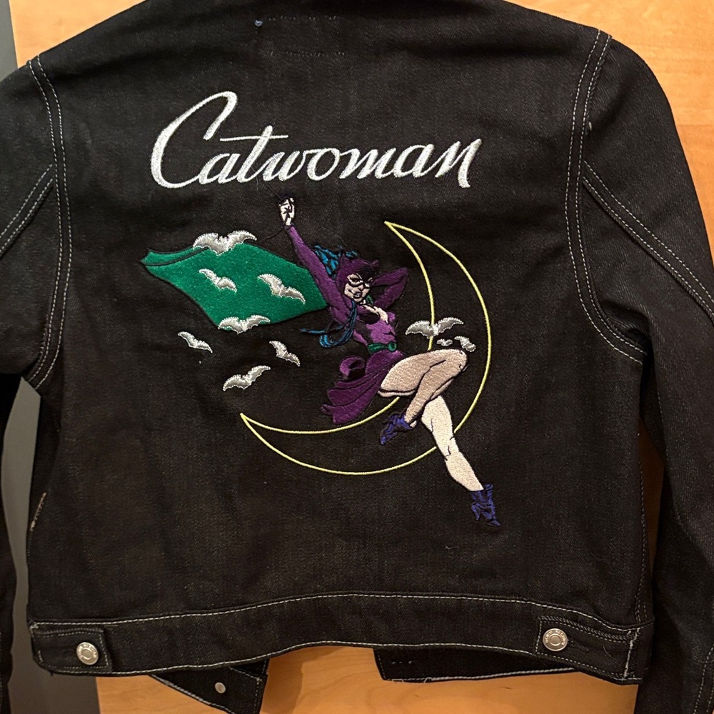 DC Black Jean Jacket with White Stitching